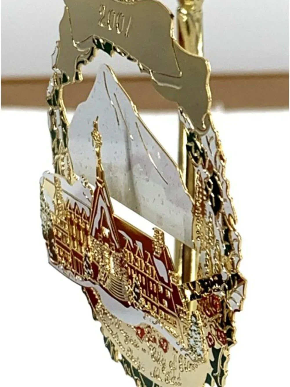 The Portland Ornament Timberline Lodge Mt. Hood Gold Plated Limited Edition